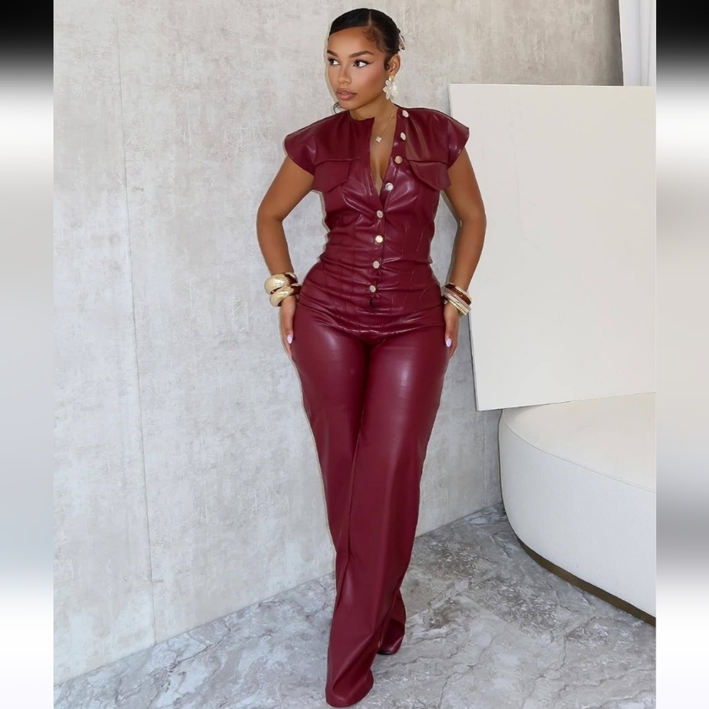 Elegant Burgundy Jumpsuit